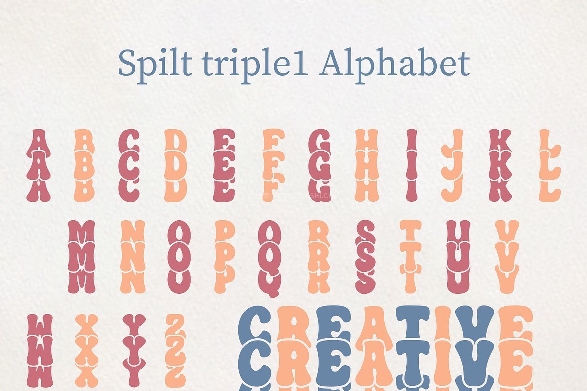 Spilt Stacked Bundle:11款创意堆叠效果装饰字体